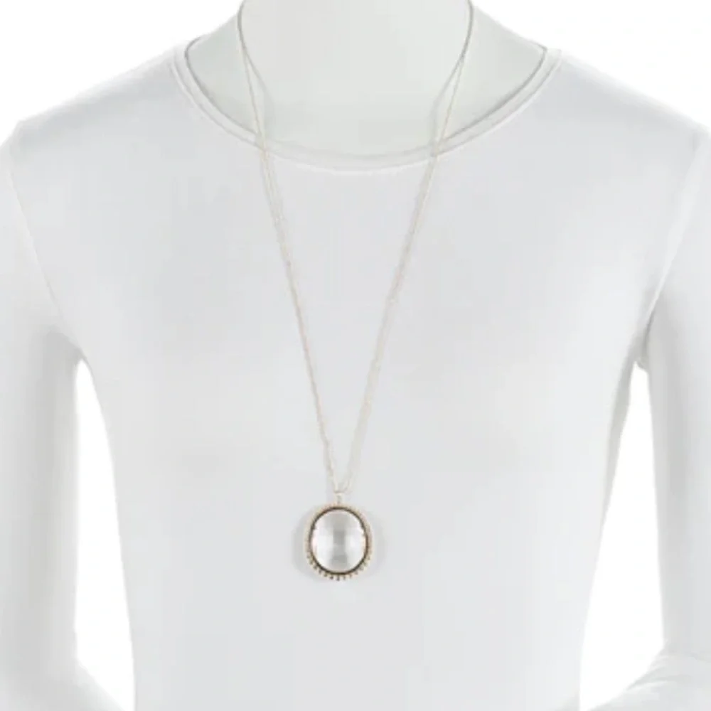 TIFFANY Sterling Silver Crystal Ziegfeld Oval Pendant Necklace - Picture 8 of 9